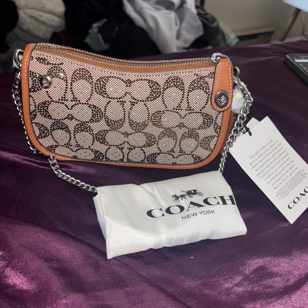 Coach Crystal Signature Jacquard 20 purse